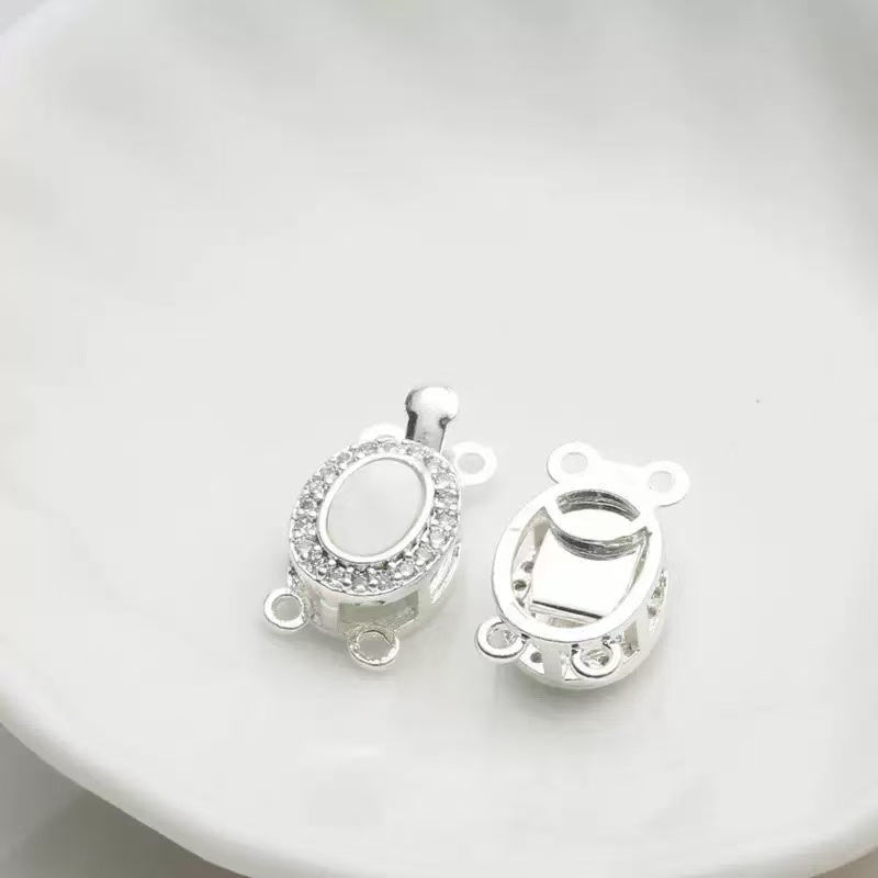 【C06】Shell-Inlay Double-Row Post Clasp – Handcrafted DIY Finishing Component