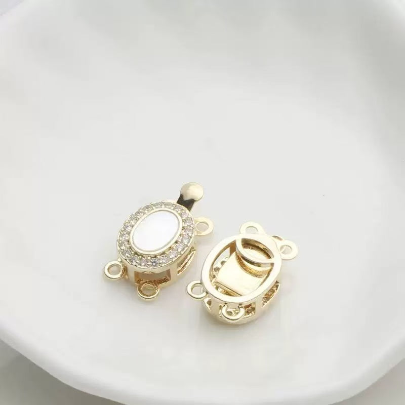 【C06】Shell-Inlay Double-Row Post Clasp – Handcrafted DIY Finishing Component