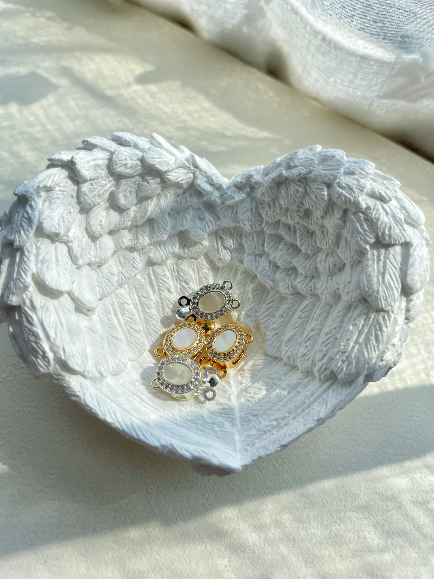 【C06】Shell-Inlay Double-Row Post Clasp – Handcrafted DIY Finishing Component