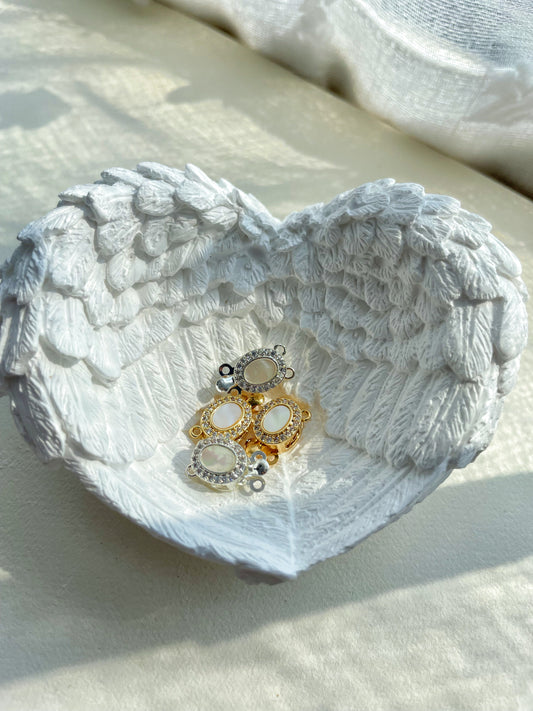 【C06】Shell-Inlay Double-Row Post Clasp – Handcrafted DIY Finishing Component