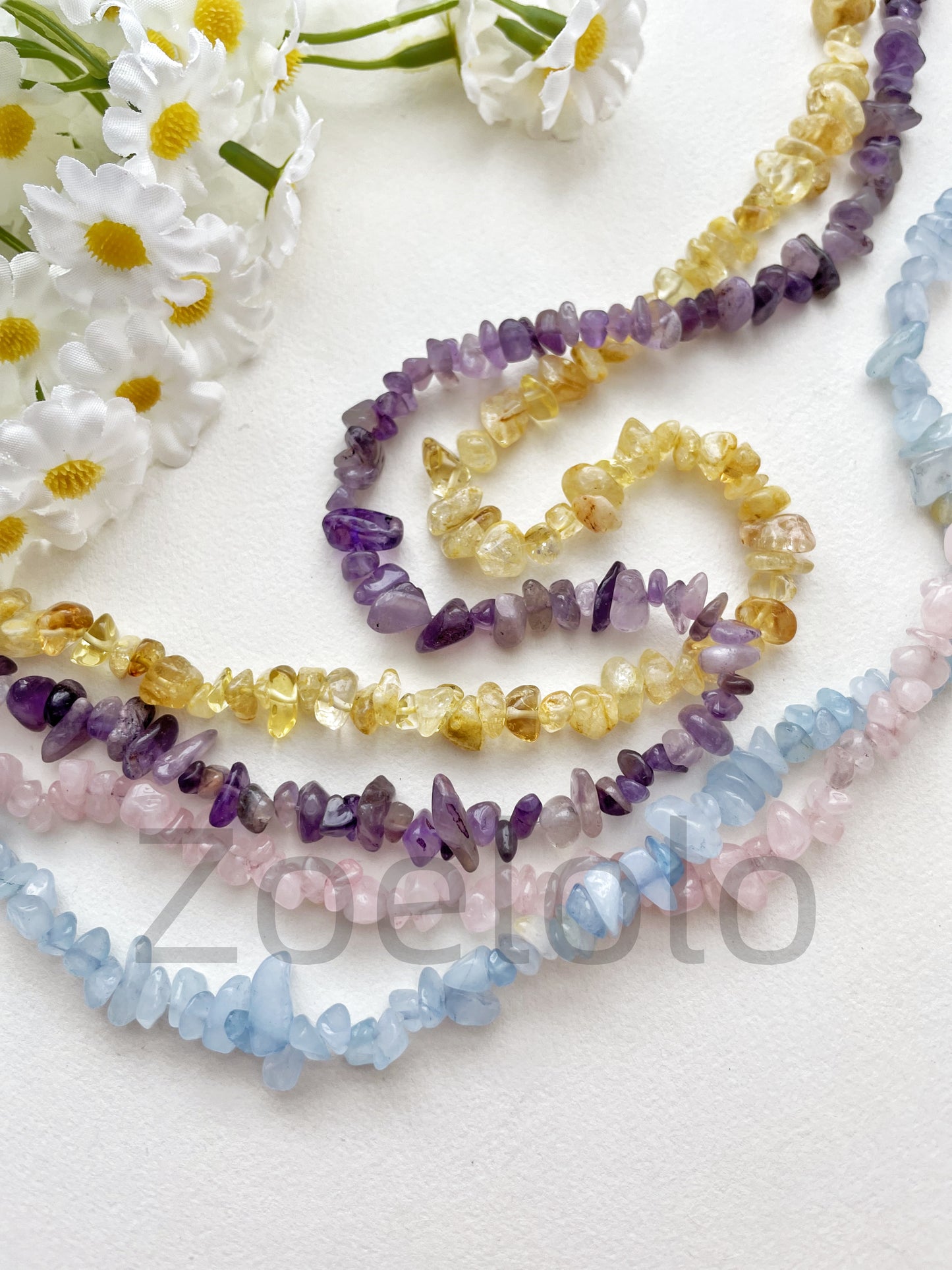 Natural Drilled Crystal Chip Strand – (15.7 -16.5 inches)