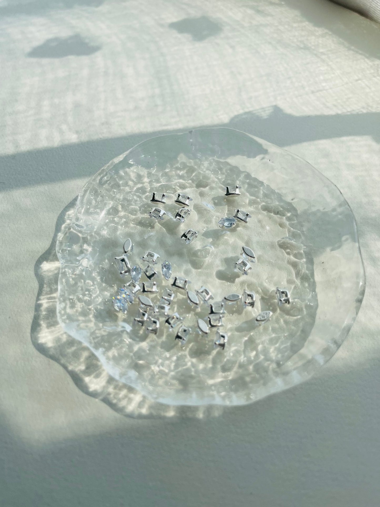 【Z01】50PCS Marquise Zircon Beads 3×6 mm – Silver-Plated DIY Jewelry Components