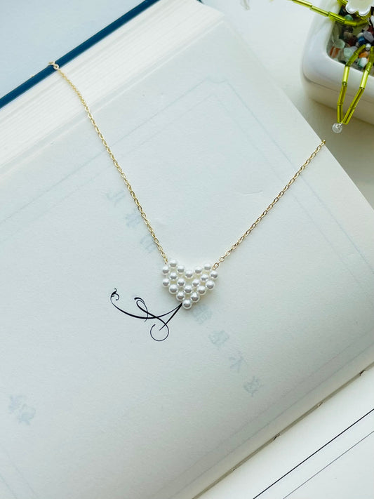 【N02】Handmade Necklace – Pure Heart Design（Crystal Pearl）