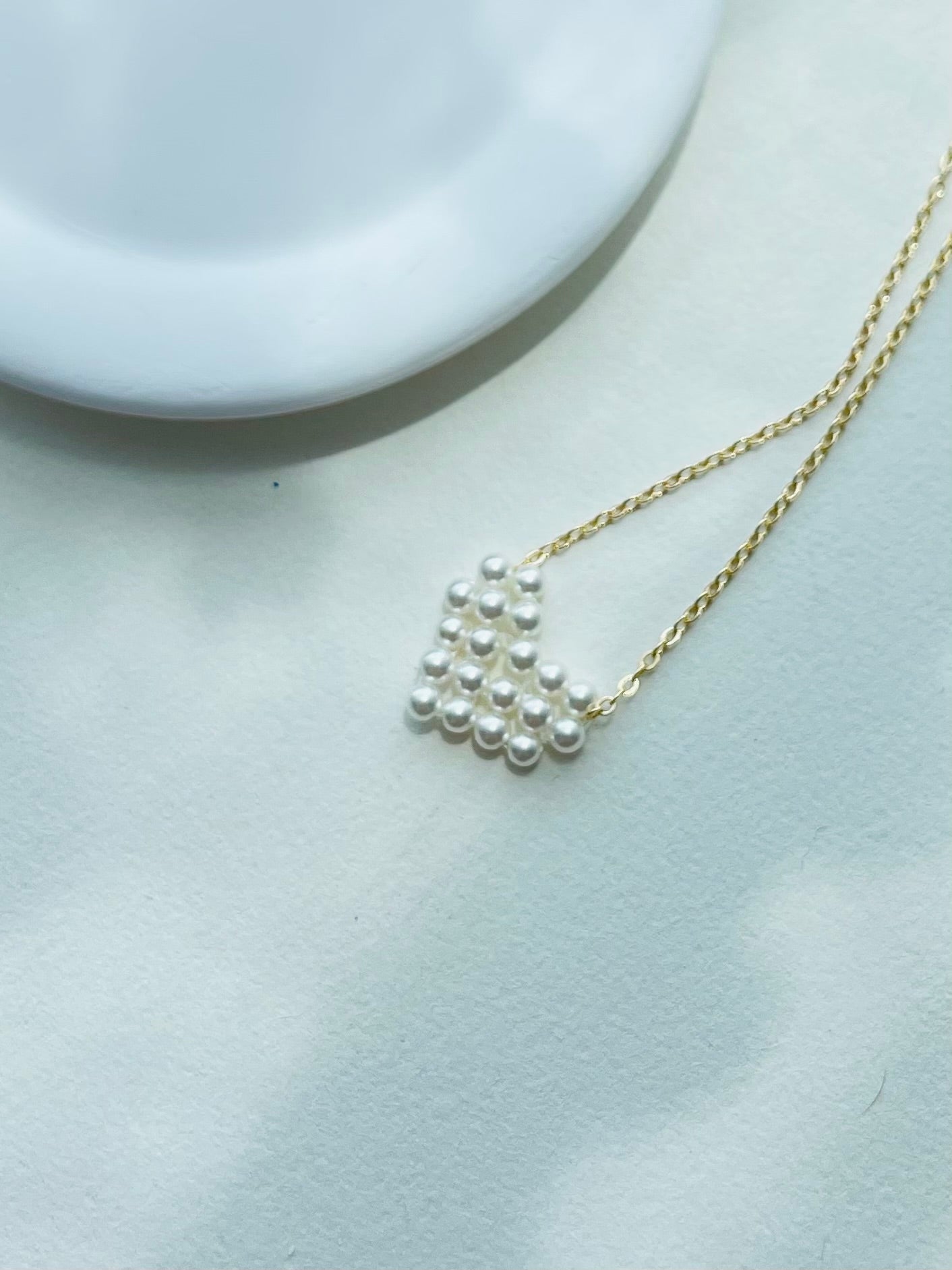 【N02】Handmade Necklace – Pure Heart Design（Crystal Pearl）
