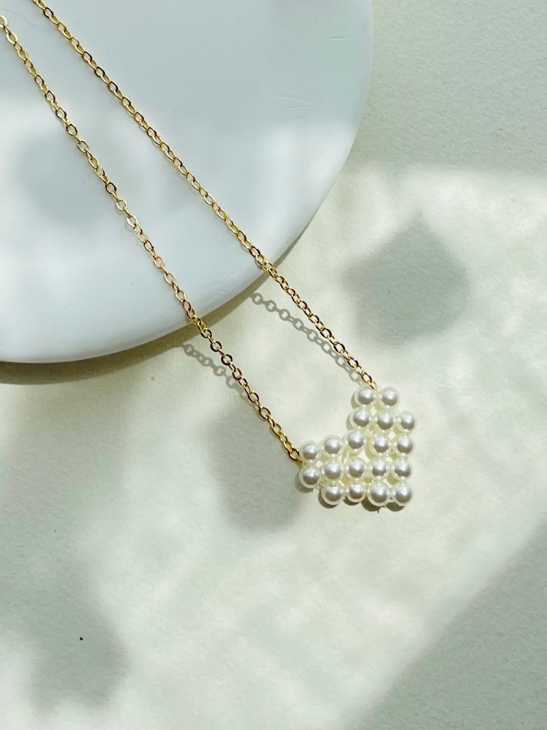 【N02】Handmade Necklace – Pure Heart Design（Crystal Pearl）